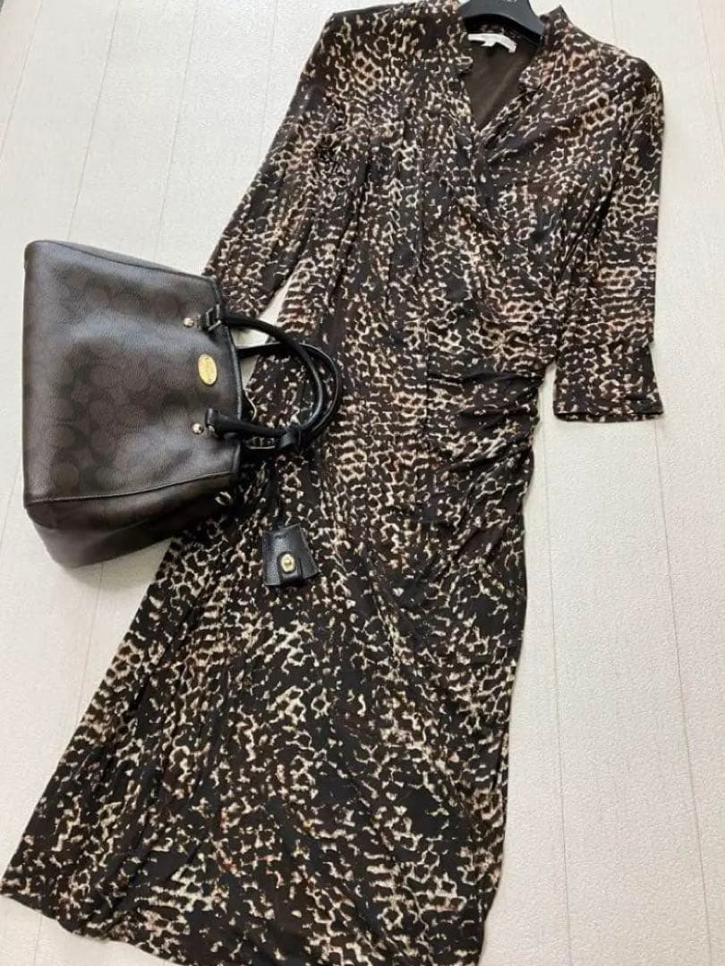 美品 Max Mara 定価3万5000円 レオパードドレス 最高級白タグ