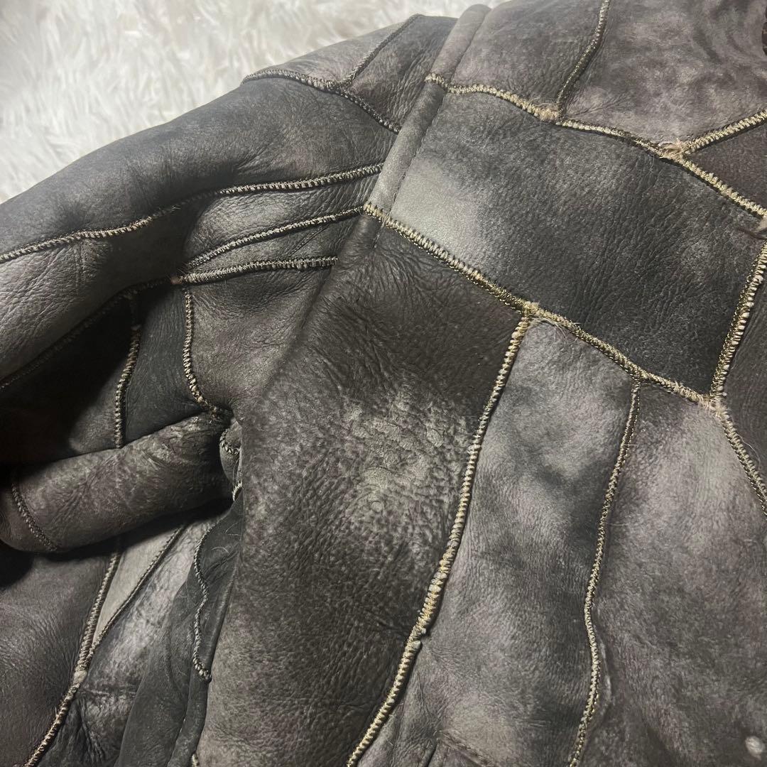 【希少】ヴィンテージ　リアルムートンジャケットコート　パッチワーク　羊革　メンズ