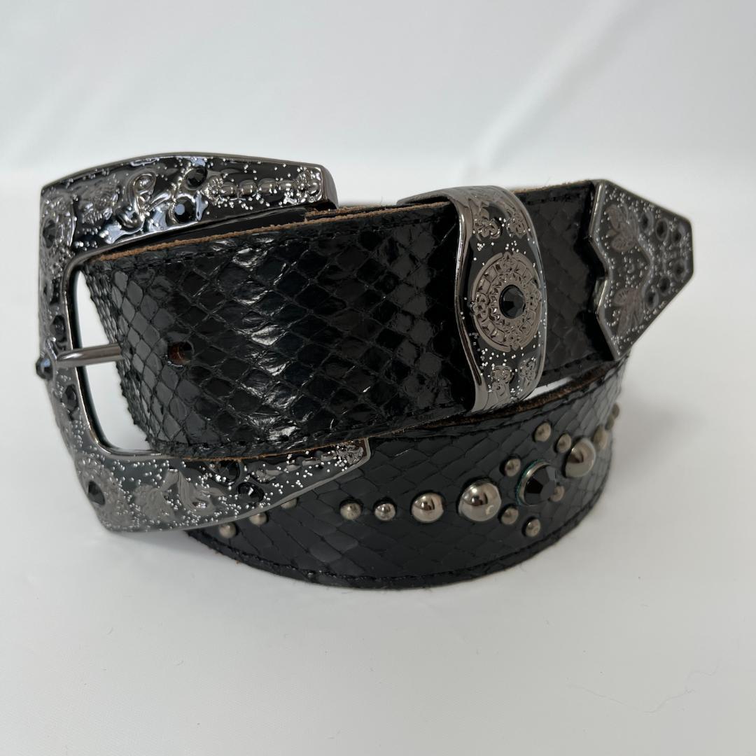 トルネードマート　スタッズベルト　パイソン　黒　Mサイズ　Y2K