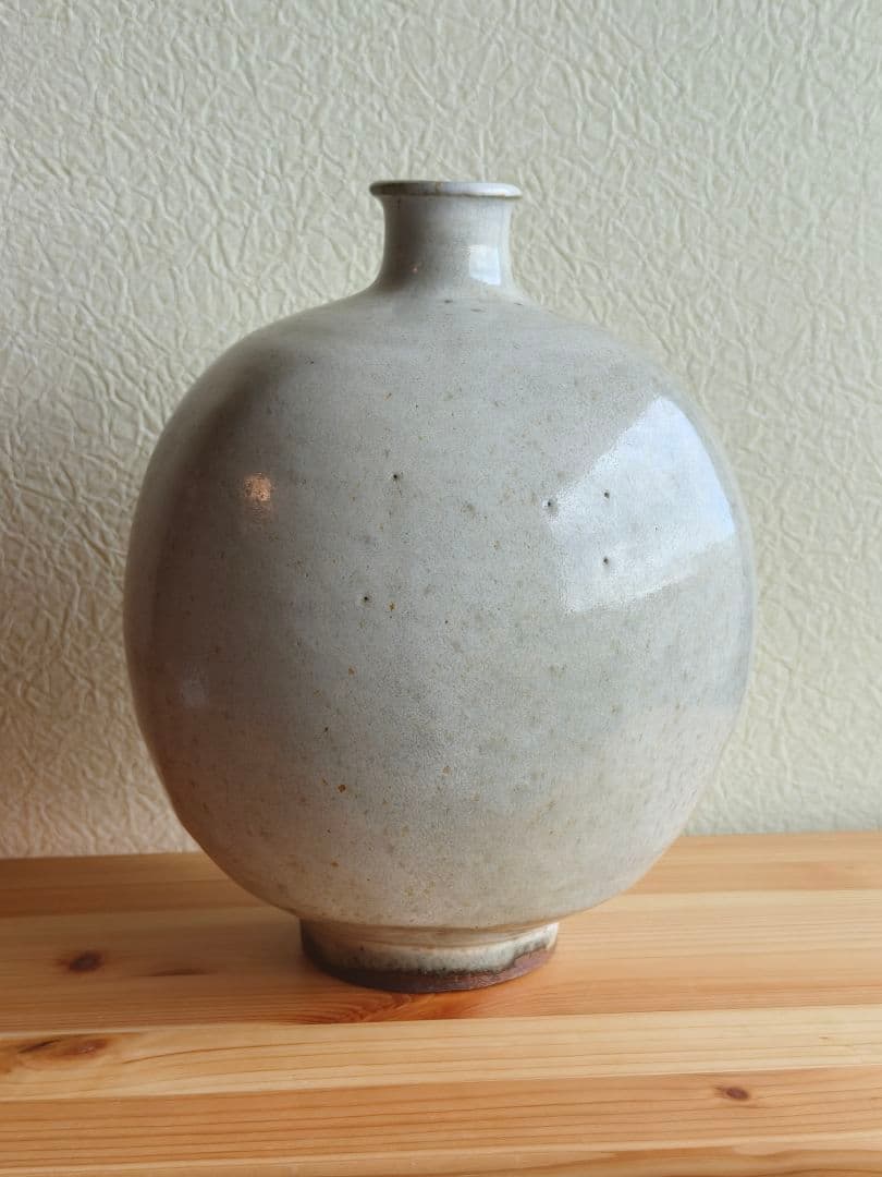 生田和孝 丹波焼 白釉扁壷 師：河合寛次郎 花瓶 花生