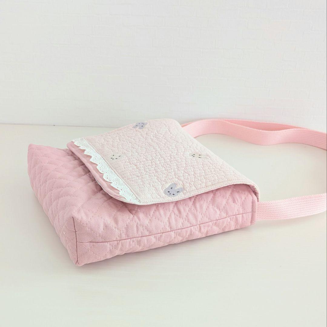 うさぎ刺繍ヌビ　通園バック　お弁当トートバッグ　お弁当袋