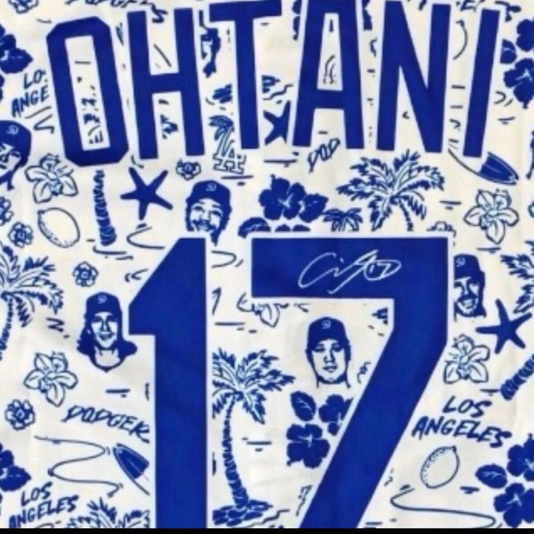 ドジャース 大谷 翔平 ユニフォーム アロハ ハワイアンシャツ サインプリント
