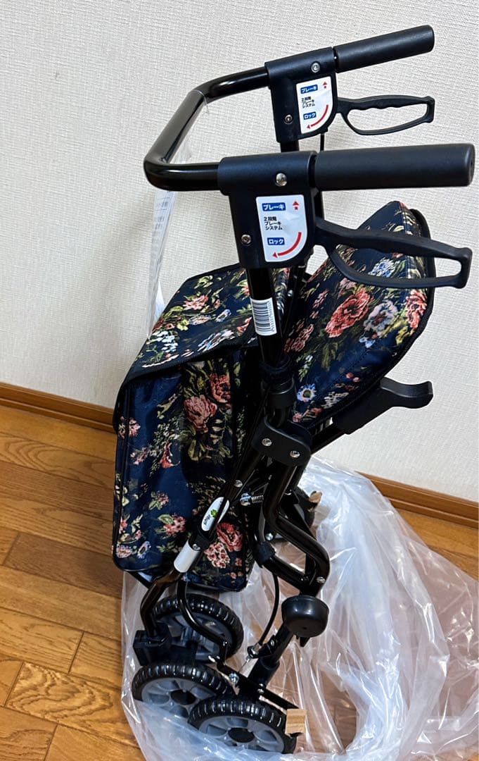 シルバーカー U字型ハンドル マキテック オアシス ローズ花柄 手押し車