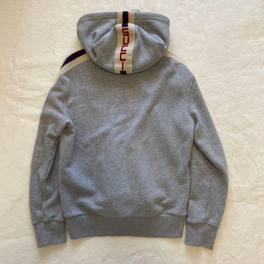 GUCCI テクニカルライン ロゴ フルジップ スウェット パーカー グレー