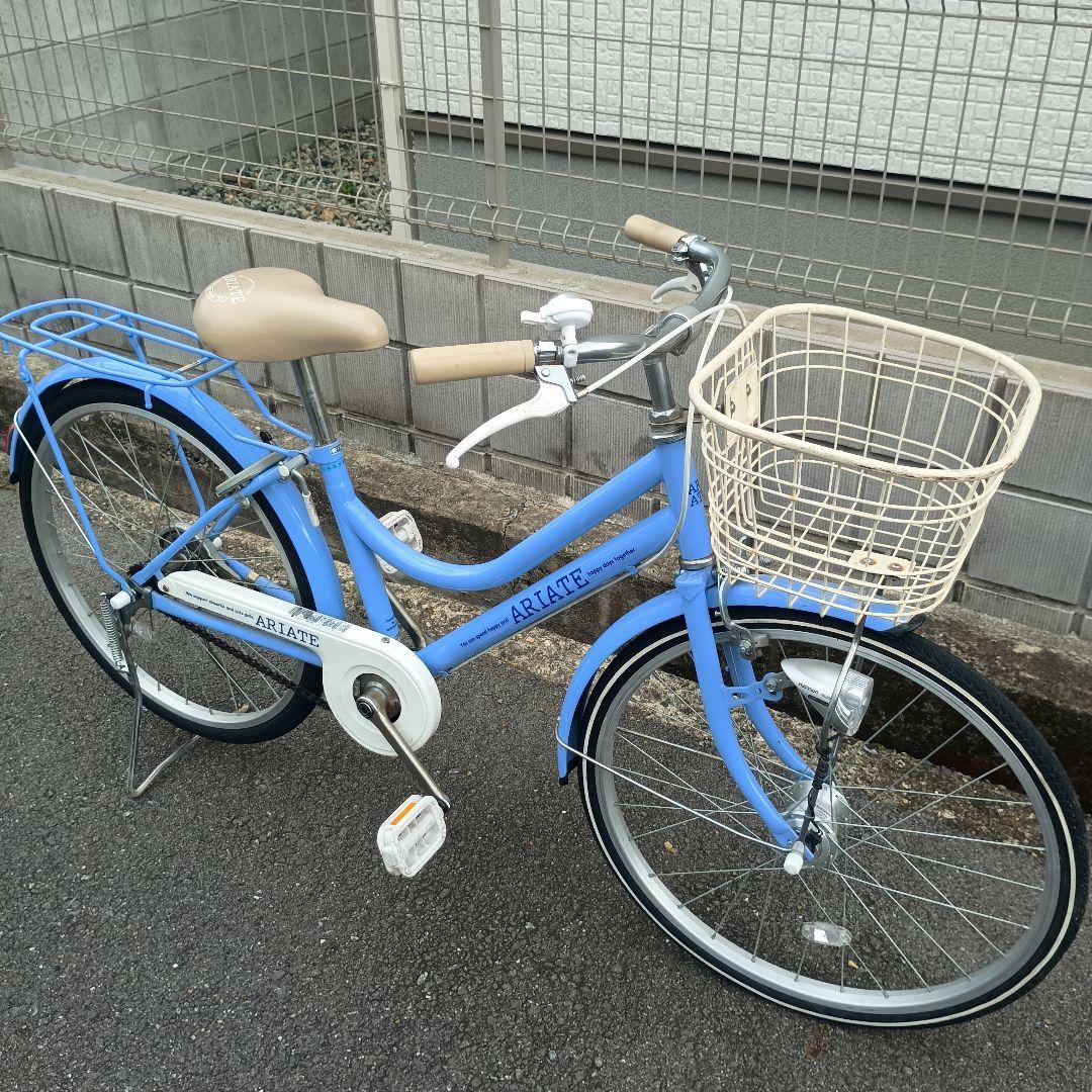 【手渡し限定】ARIATE 青色 子供用自転車 前カゴ付き　22インチ