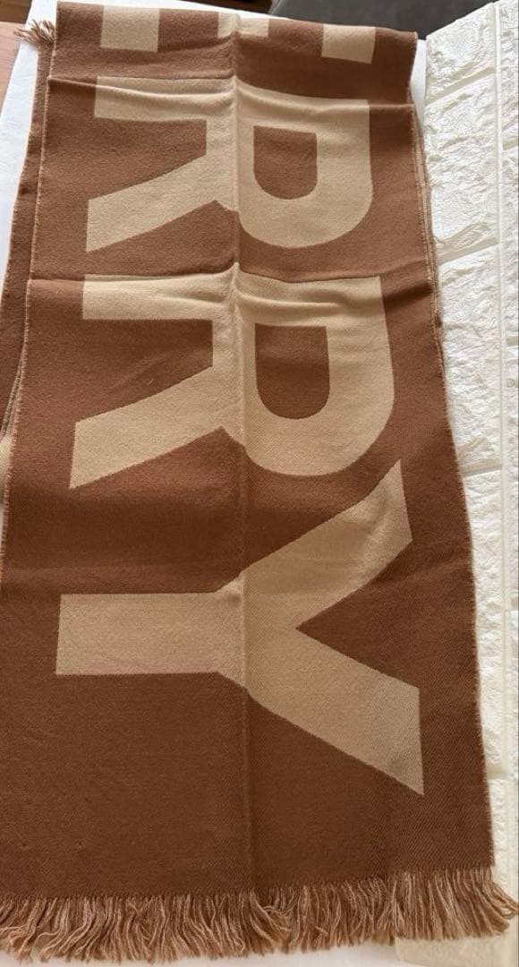 BURBERRY バーバリー ブラウン ロゴ入り マフラー