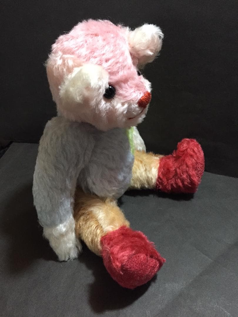 カラフルテディベア2体　パッチワーク　マルチカラー　作家