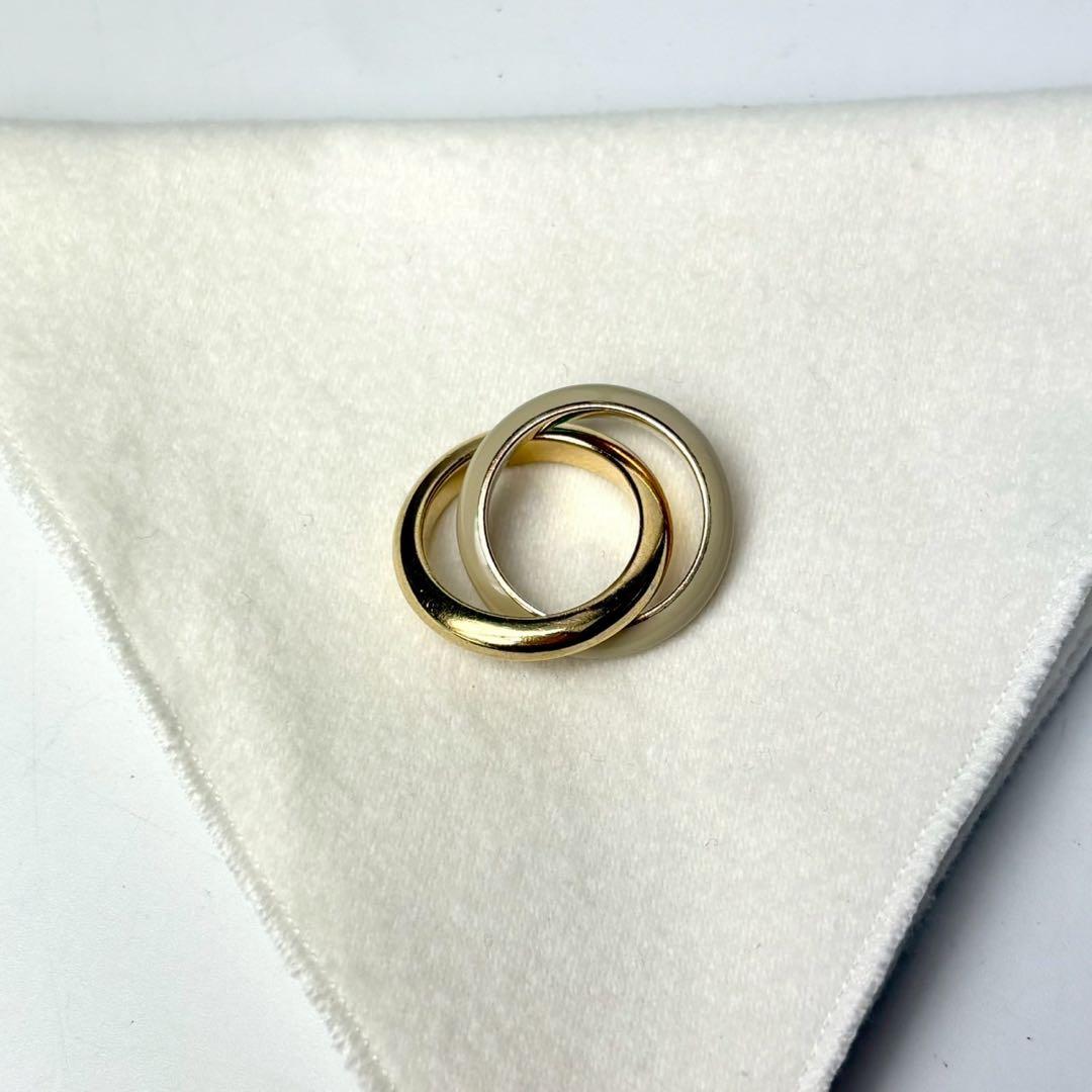 ボッテガヴェネタ ダブルツイスト　リング　ゴールド　ベージュ　9号　ag925.