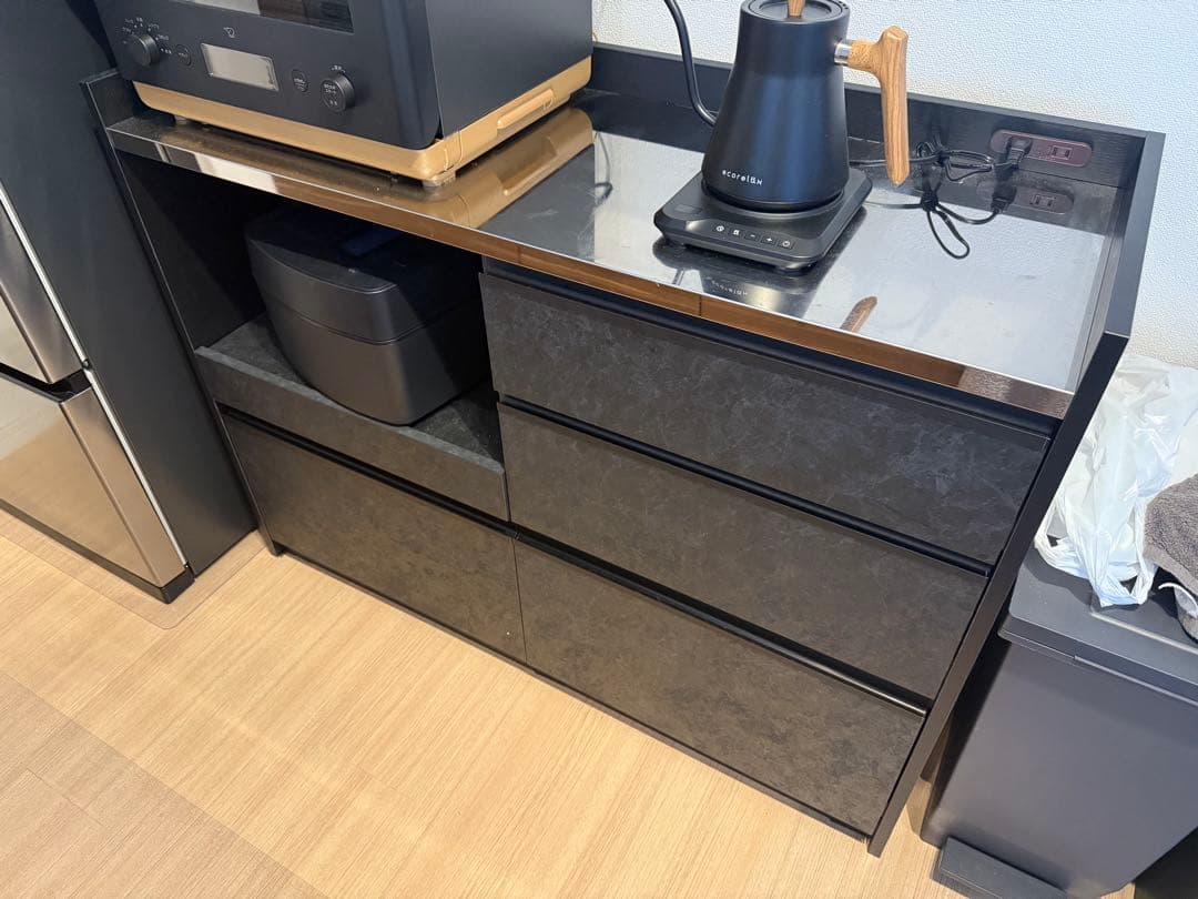 ブラック木製キッチンカウンター