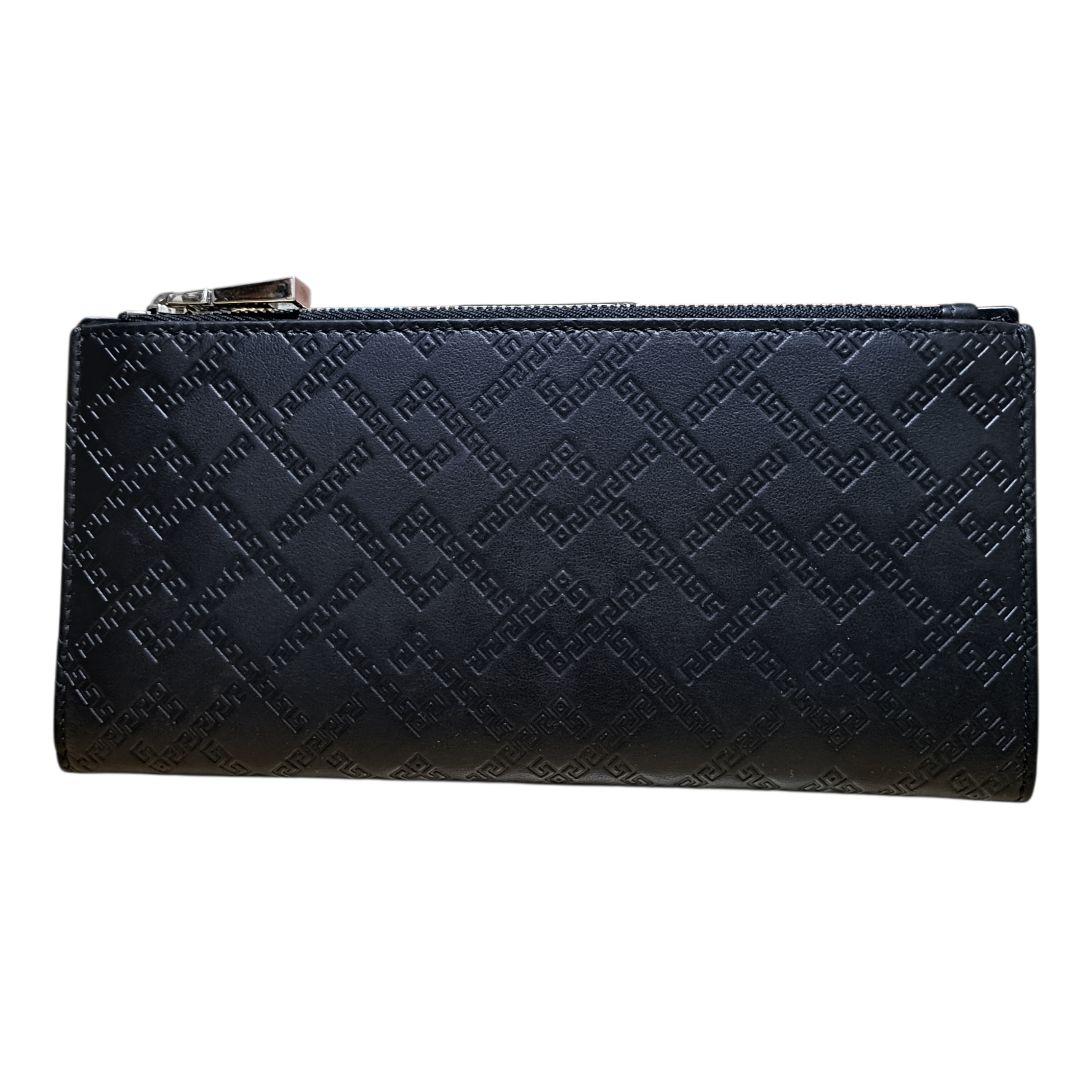 美品 ベルサーチ VERSACE ブラック 差し込みカードケース付 長財布