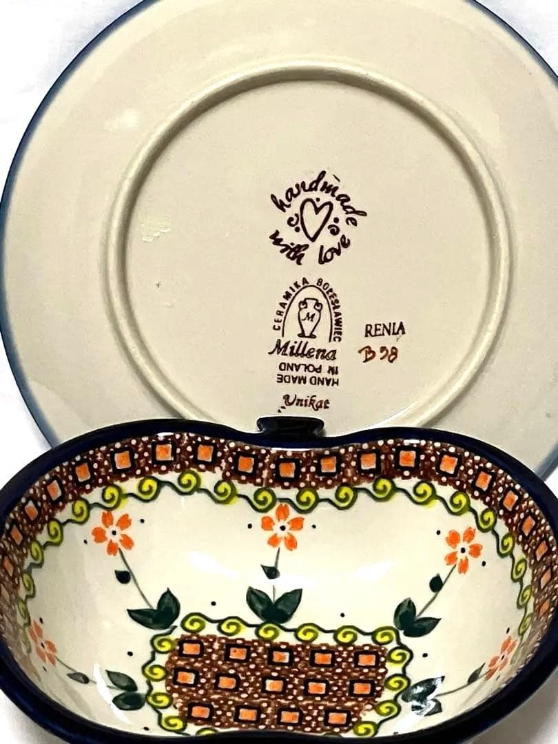 ポーランド食器★ ポーリッシュポタリー★リンゴボウル★プレートセット★ミレナ