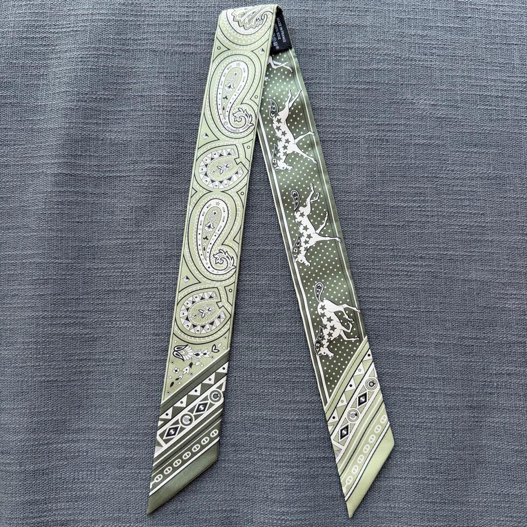 新品・2026SS　エルメス　ツイリー　シュヴァルドゥクールバンダナ　グリーン