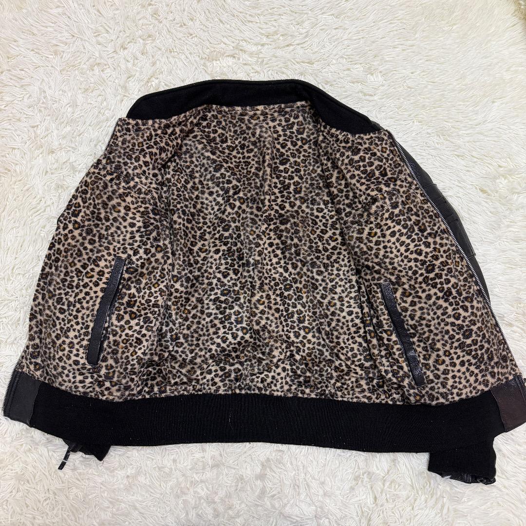 【本革】J.I.M.S レザージャケット ヒョウ柄ライニング シングルライダース