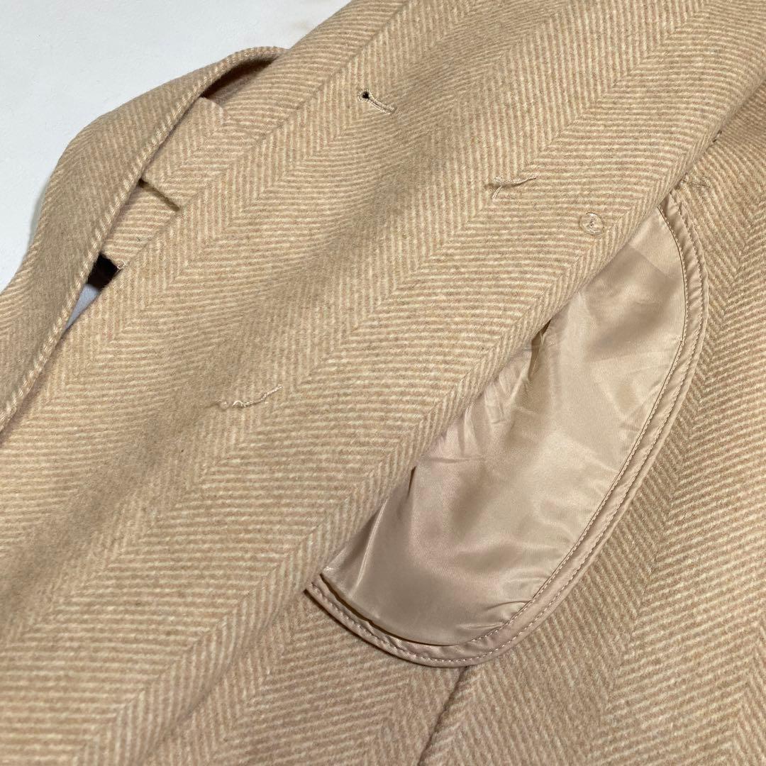 マックスマーラ系列 三菱商事 カシミヤ女優襟ベルデッドリバーコート ヘリンボーン