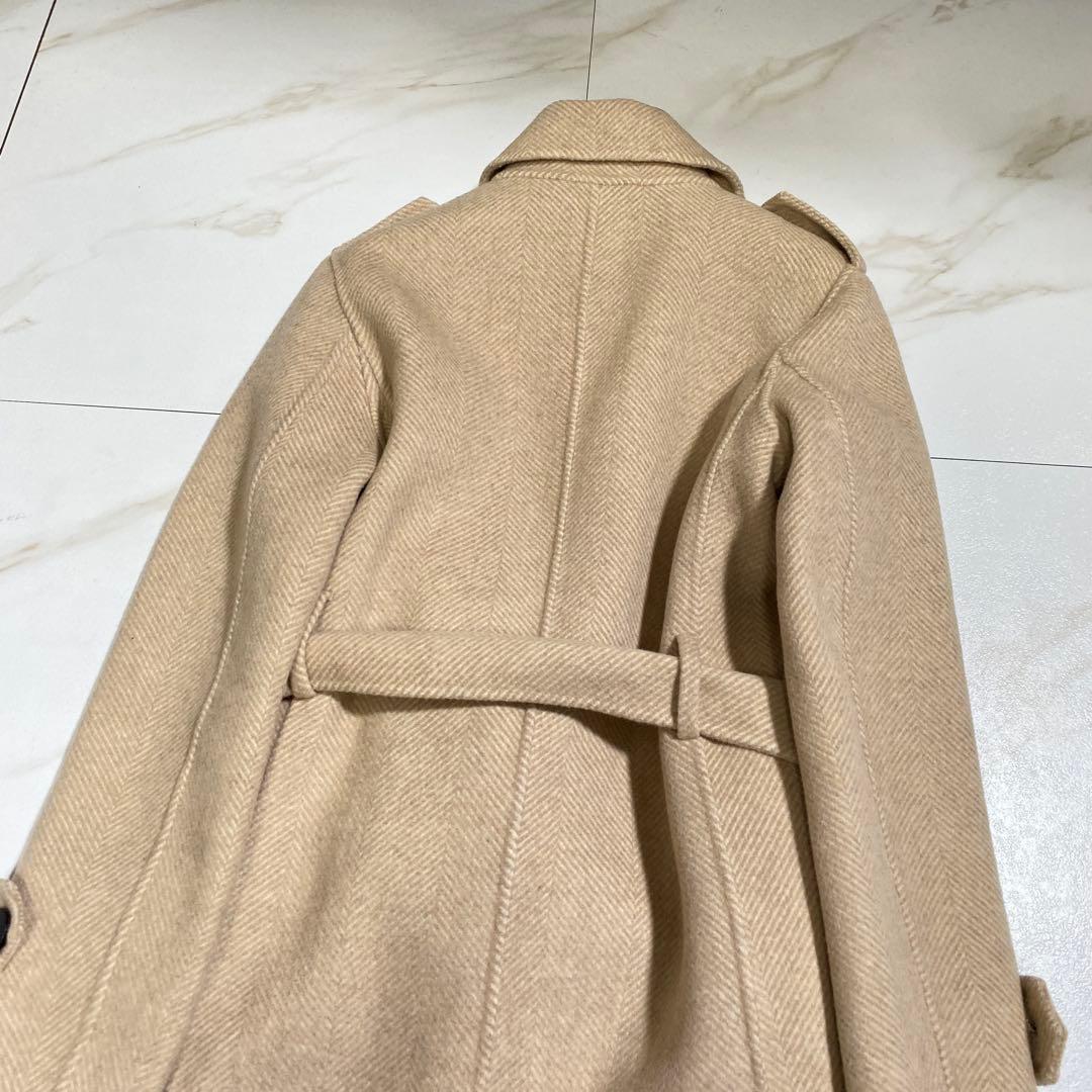 マックスマーラ系列 三菱商事 カシミヤ女優襟ベルデッドリバーコート ヘリンボーン
