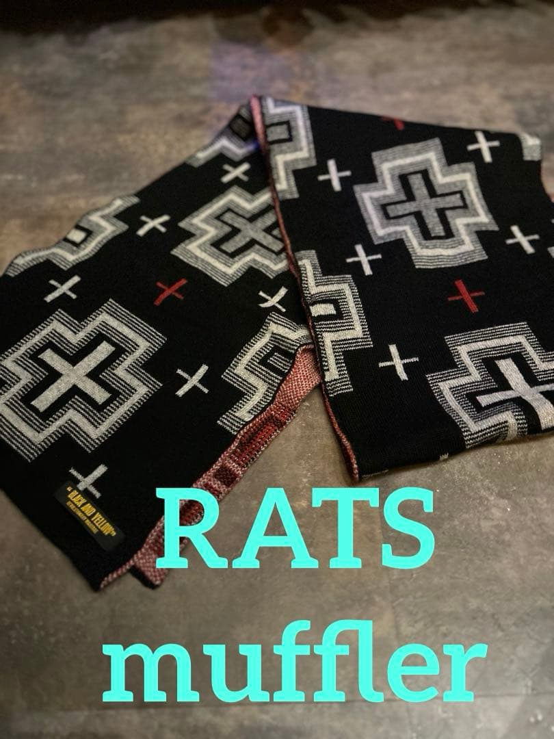 RATS ラッツ　クロス柄　マフラー　新品　黒