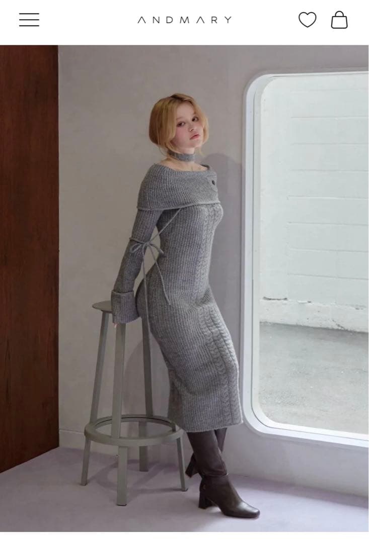 新品タグ付きandmary アンドマリーMay cable knit dress