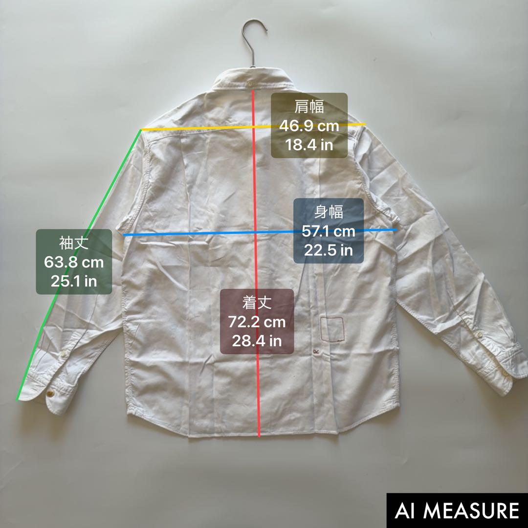 現行✨️45R うすオックス 908 オーシャンシャツ R刺繍 ホワイト 3