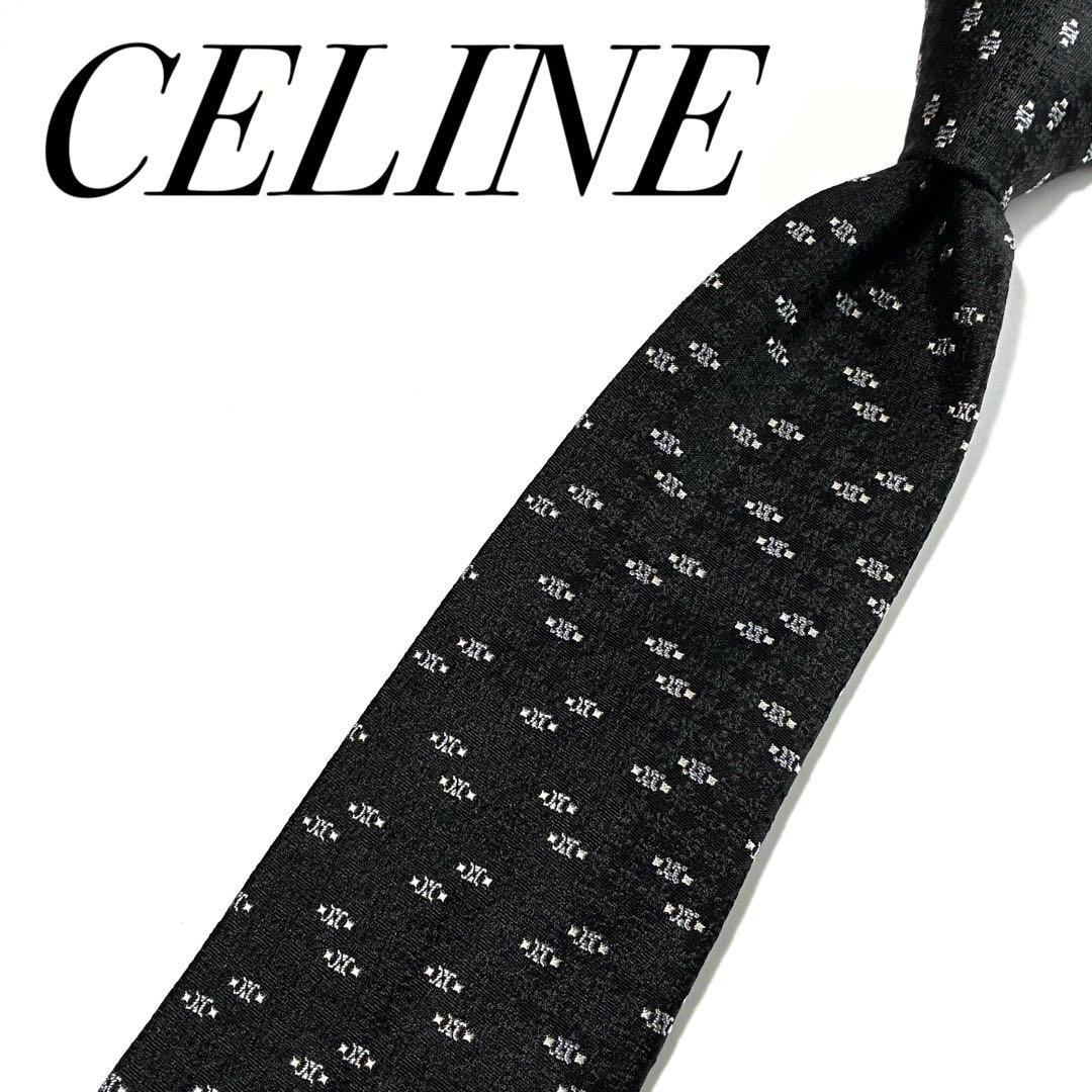 3814✨極美品✨セリーヌ ネクタイ 総柄 マカダム トリオンフ ロゴグラム