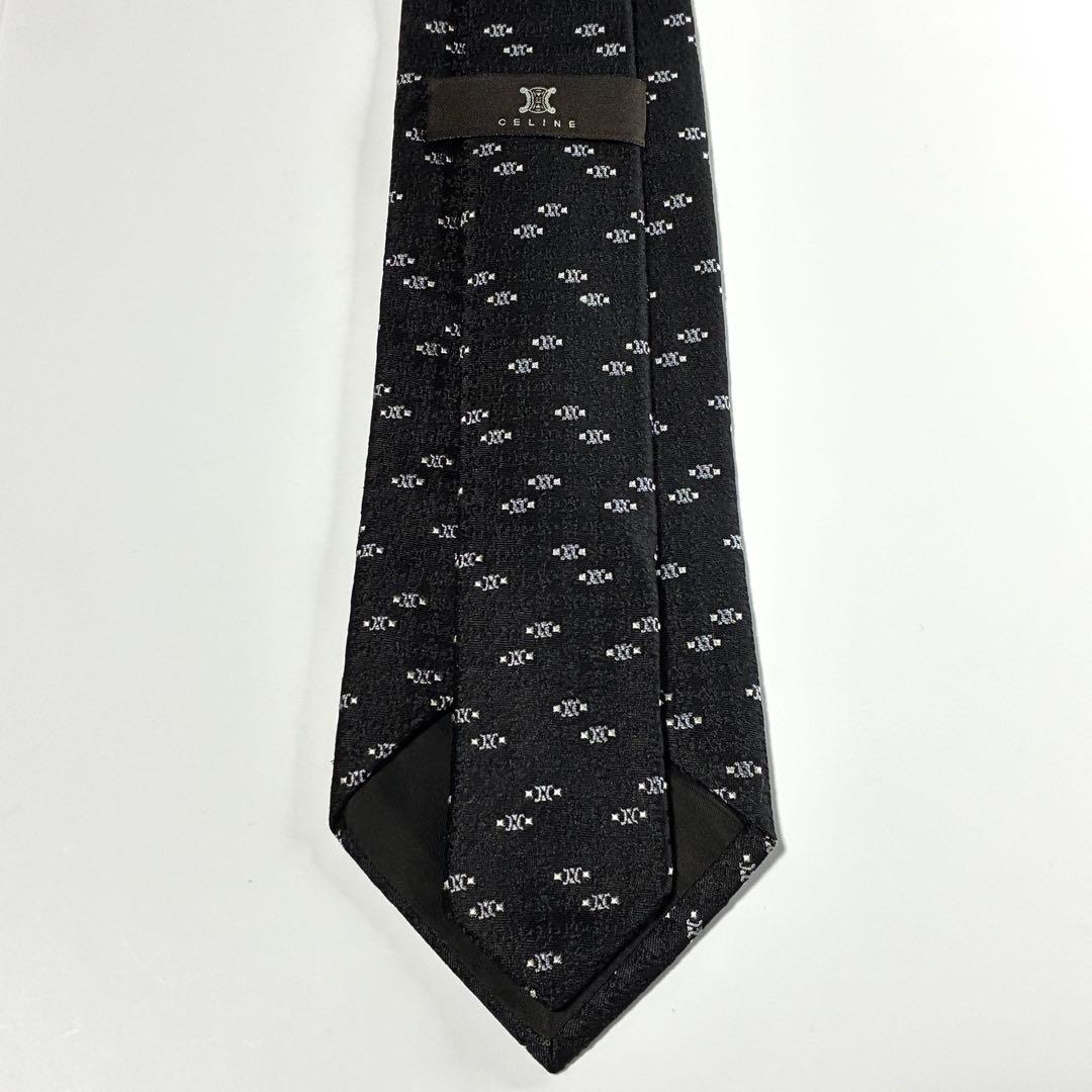 3814✨極美品✨セリーヌ ネクタイ 総柄 マカダム トリオンフ ロゴグラム