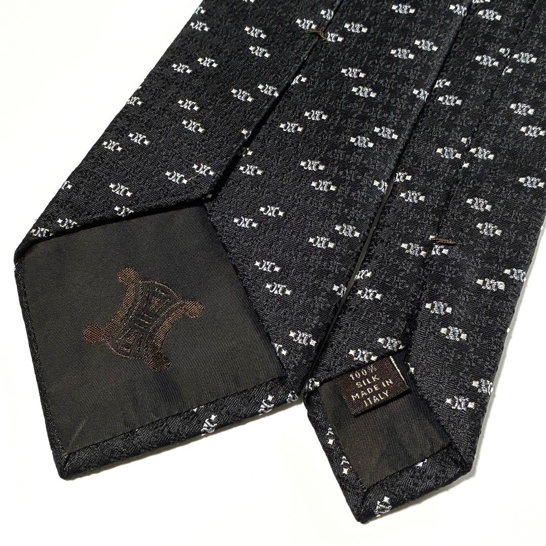 3814✨極美品✨セリーヌ ネクタイ 総柄 マカダム トリオンフ ロゴグラム