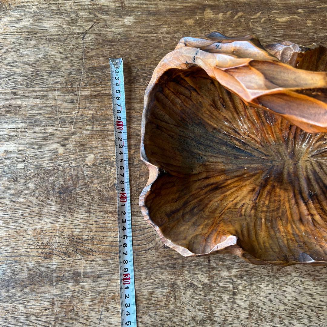 ヴィンテージ木製　バスケット　天然木　木彫り　木籠　オブジェ　インテリア