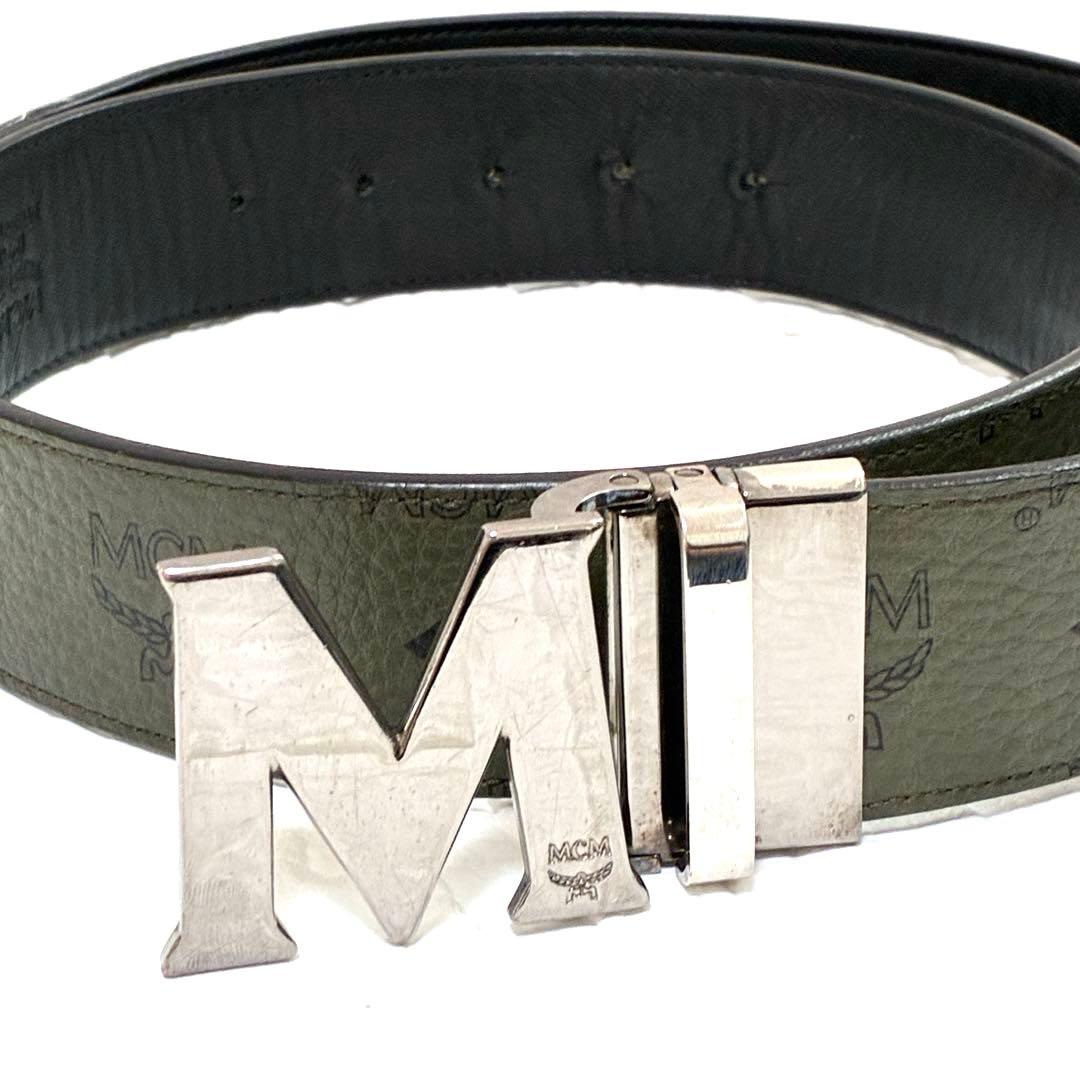 MCM ベルト　リバーシブル　カーキ系　ブラック