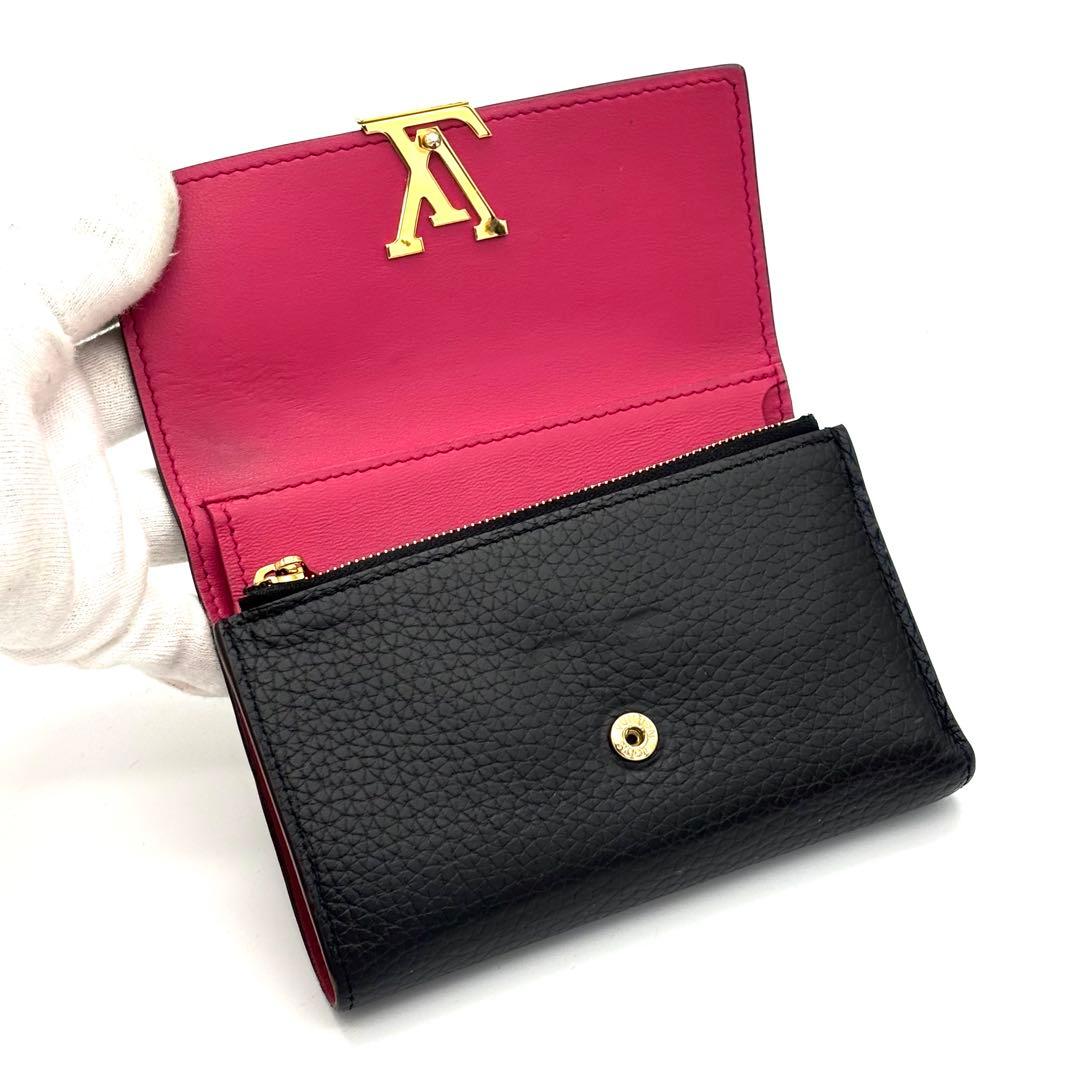 【新型IC】ルイヴィトン トリヨン カプシーヌ コンパクト 三つ折り財布 黒