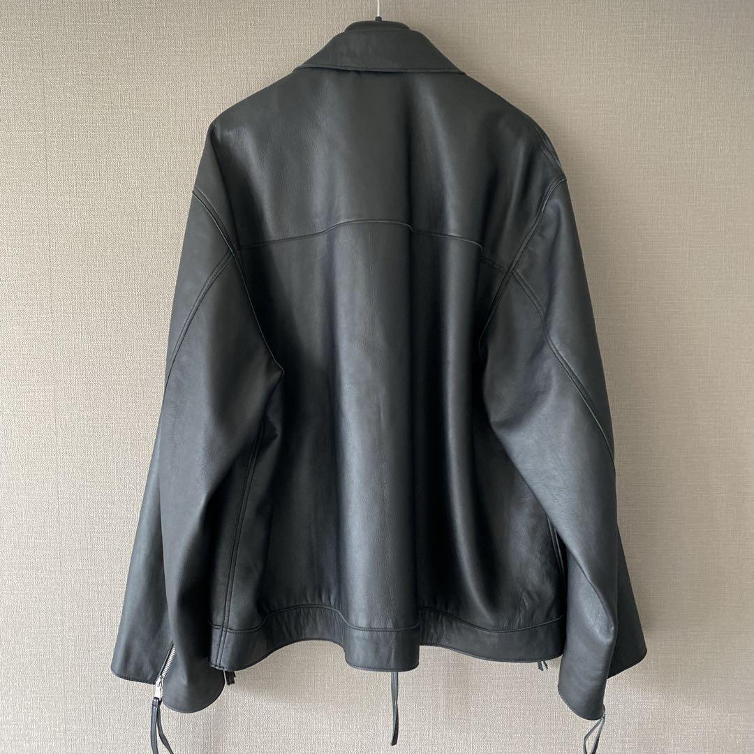 メゾンスペシャル ラムレザープライムオーバー襟付きシングルライダースジャケット