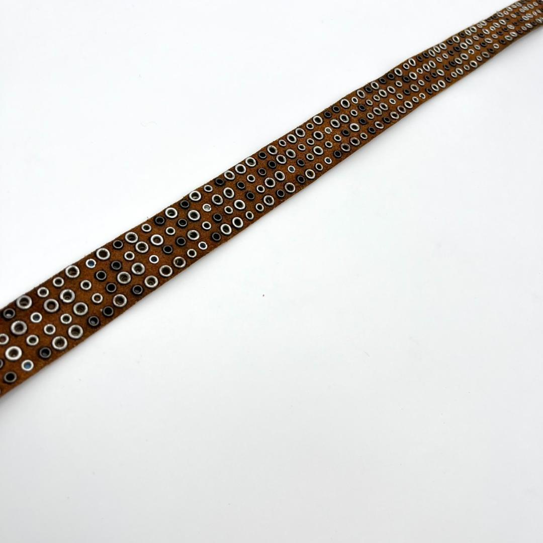 HTC エイチティーシー ベルト ビジュー スタッズ 装飾 レザー ブラウン