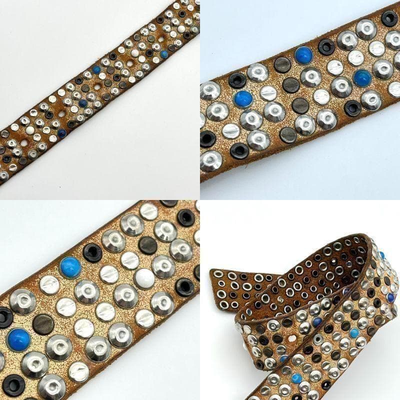 HTC エイチティーシー ベルト ビジュー スタッズ 装飾 レザー ブラウン