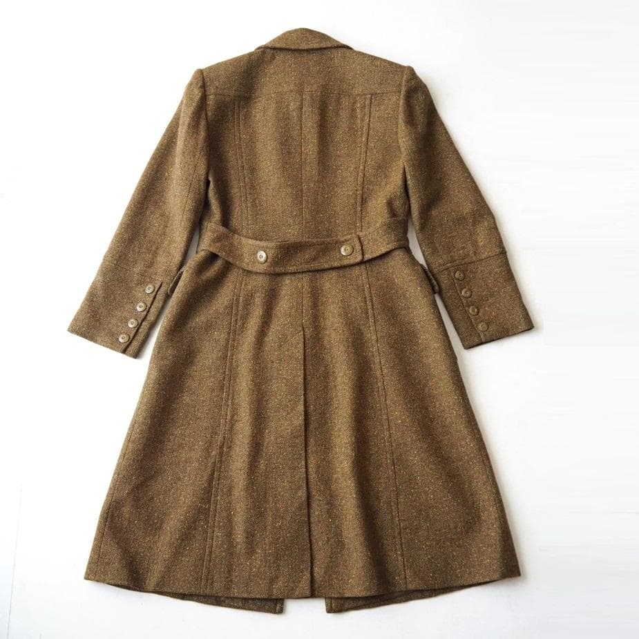 希少 美品 GIVENCHY ウールシルク ツイード ロング ステンカラーコート