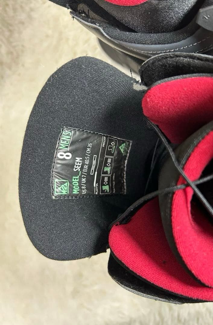 k2 MODELSEEスノーボードブーツ 26cm ブラックレッド　ボア　メンズ