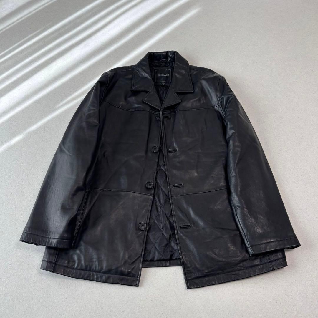excelled leather car coat black XL 本革