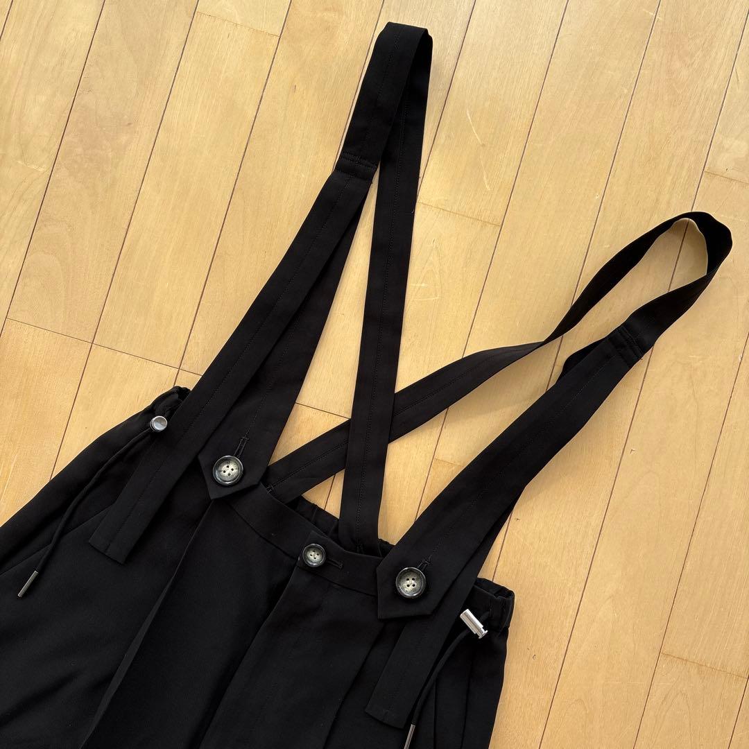 週末SALE★ENFOLD サスペンダー付ワイドレッグサロペット★ブラック 36