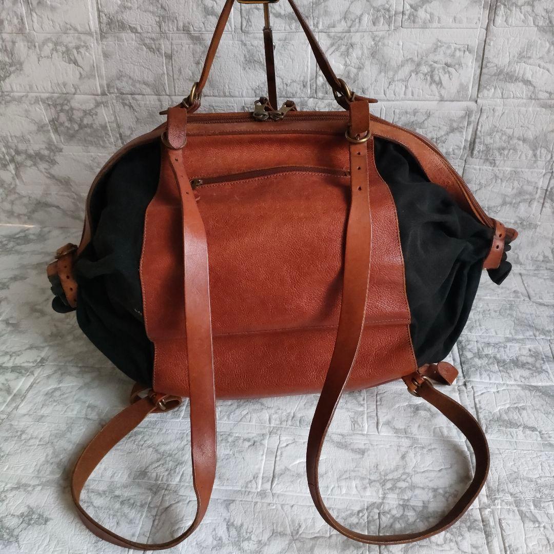 IL BISONTE　キャンバスレザー 3WAY キャンディバッグ　イタリア製