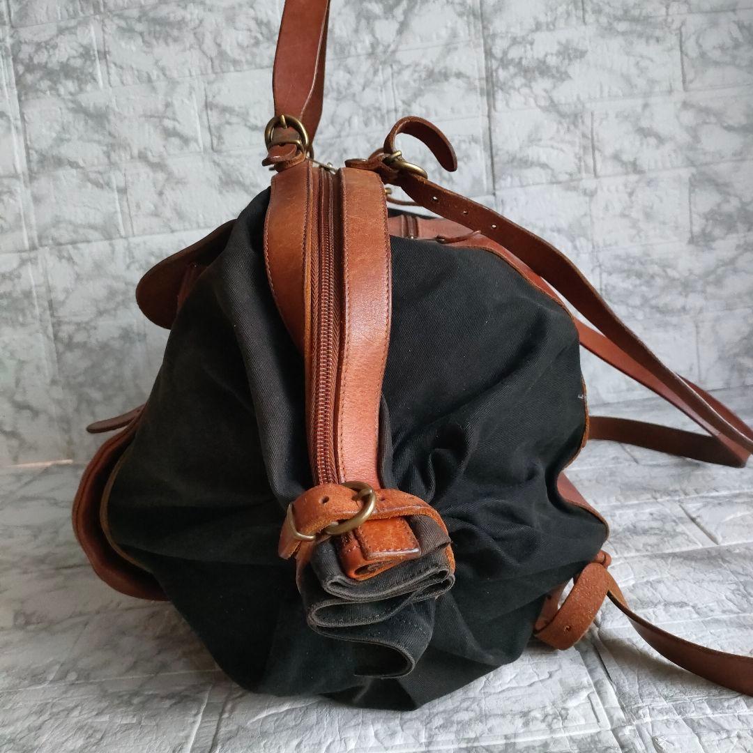 IL BISONTE　キャンバスレザー 3WAY キャンディバッグ　イタリア製