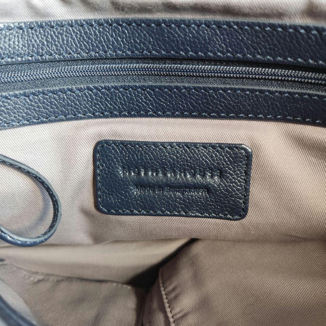 マザーハウス 本革 レザートートバッグ ネイビー A4収納可 肩掛け