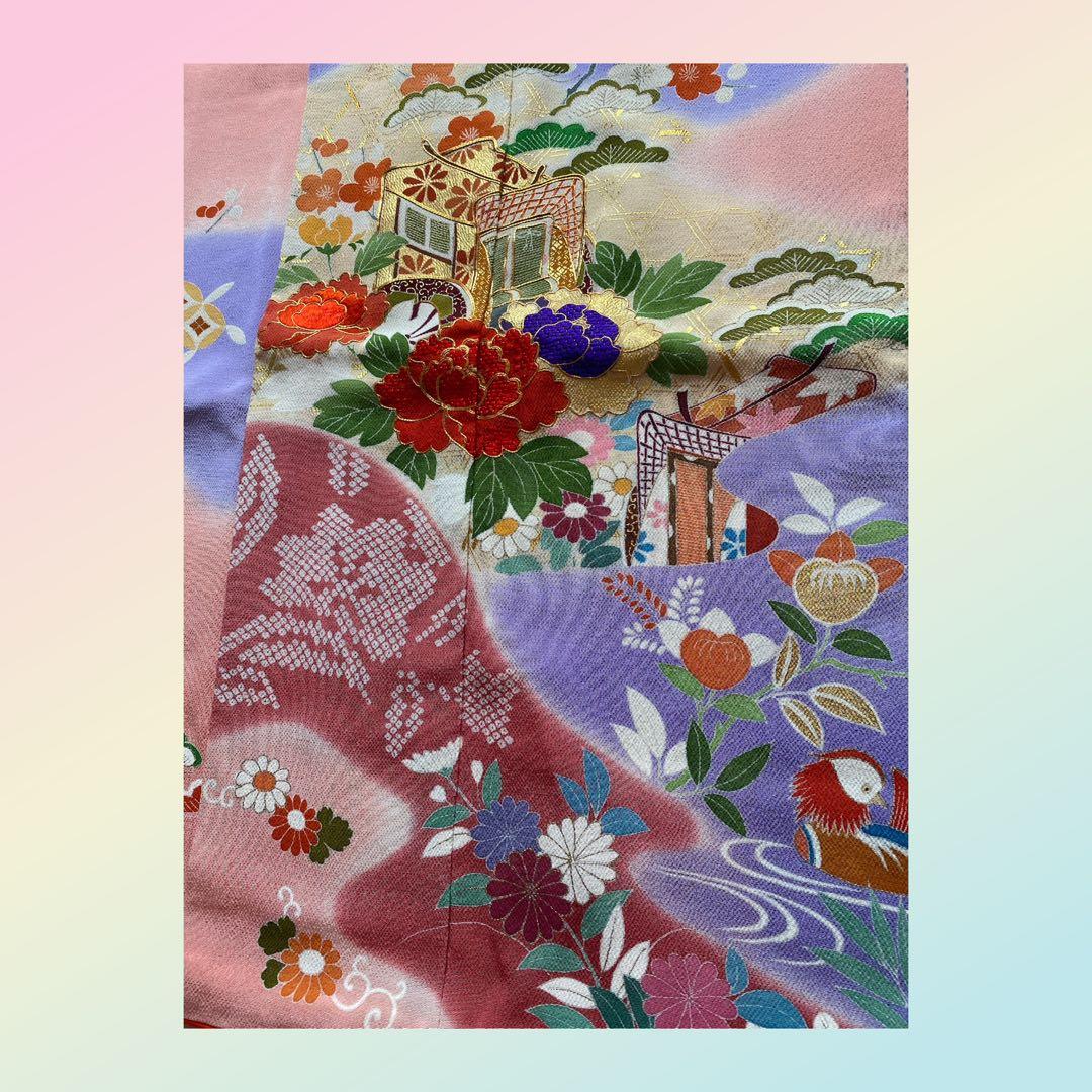 【★豪華刺繍★】七五三セット　七歳　振袖　ハーフ成人式　着物　襦袢　高島屋　正絹