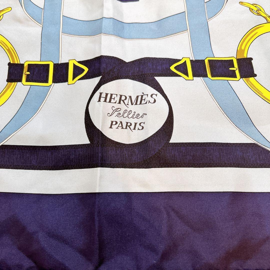 HERMES エルメス カレ90 黄金の拍車 Eperon d'or ブルー