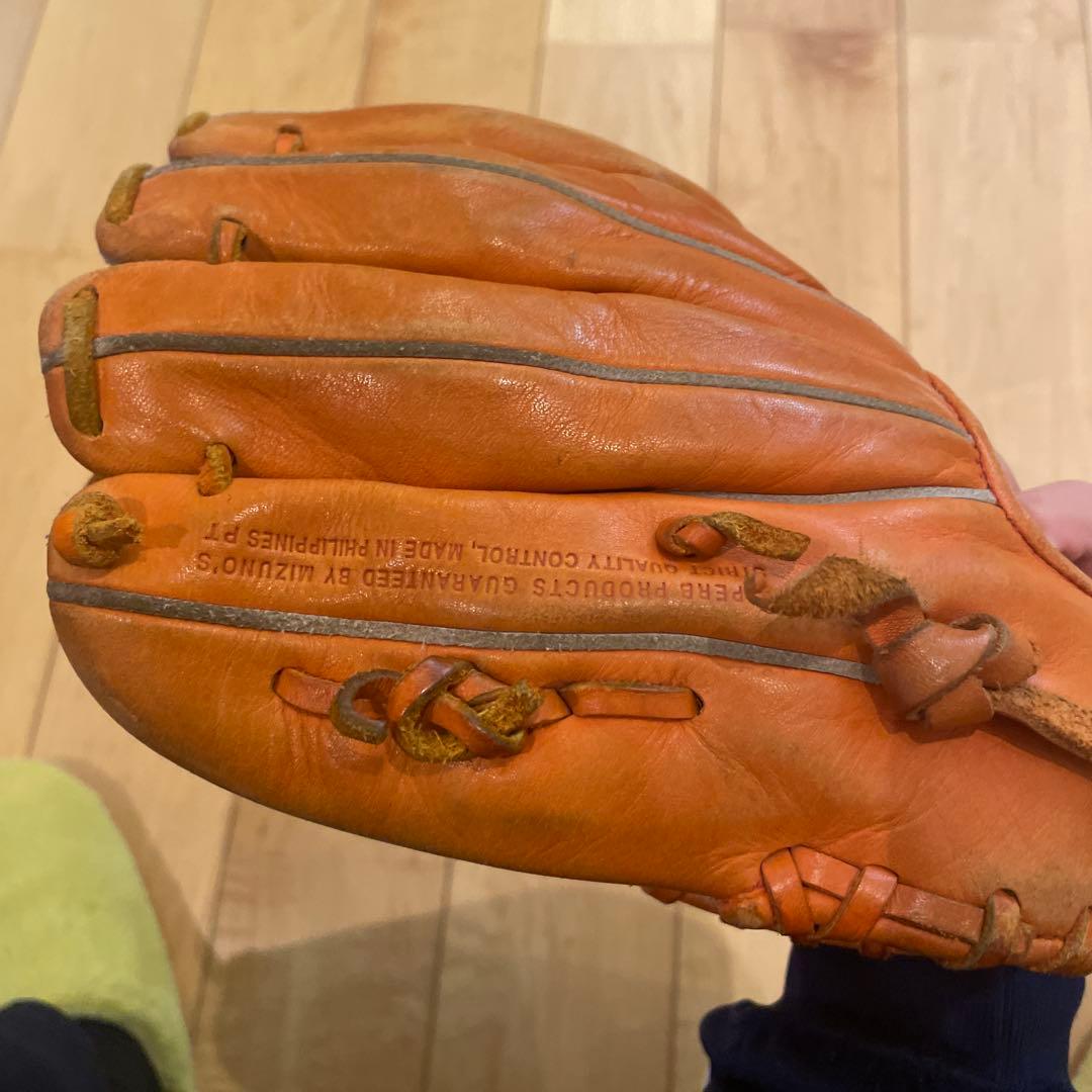 Mizuno グラブ オレンジ レザー軟式（坂本勇人型）