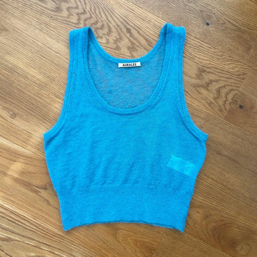トップス AURALEE KID MOHAIR SHEER KNIT TANK