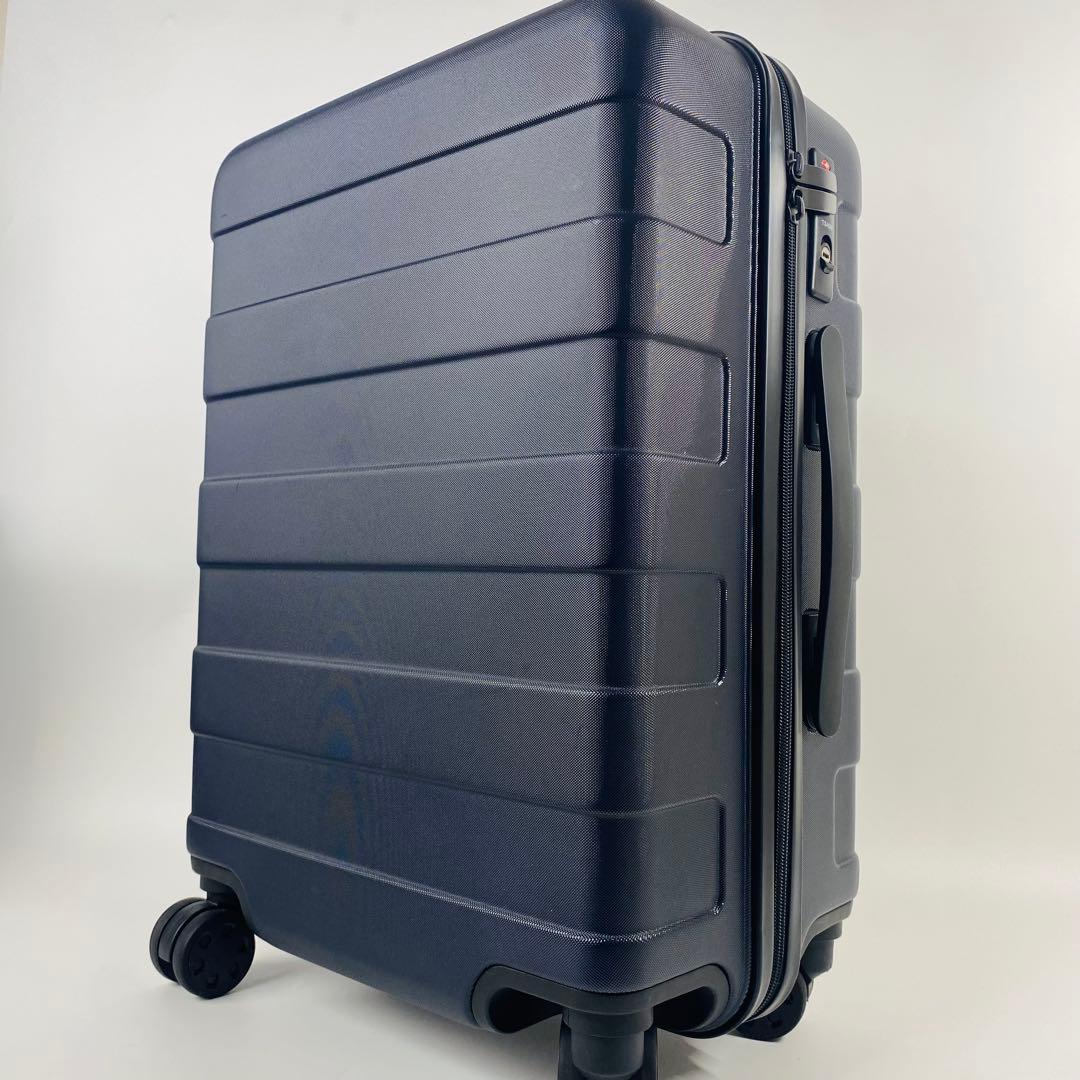 のんのん無印良品スーツケース35Lストッパー付きネイビー機内持ち込み可