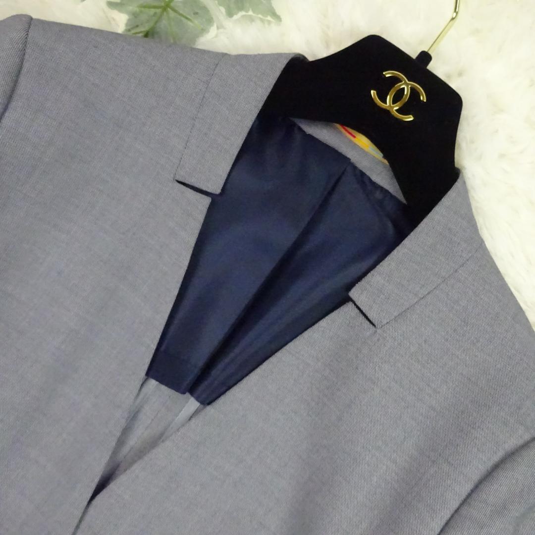 美品　オリヒカ　ノーカラーパンツスーツ　セットアップ　ウォッシャブル　ストレッチ