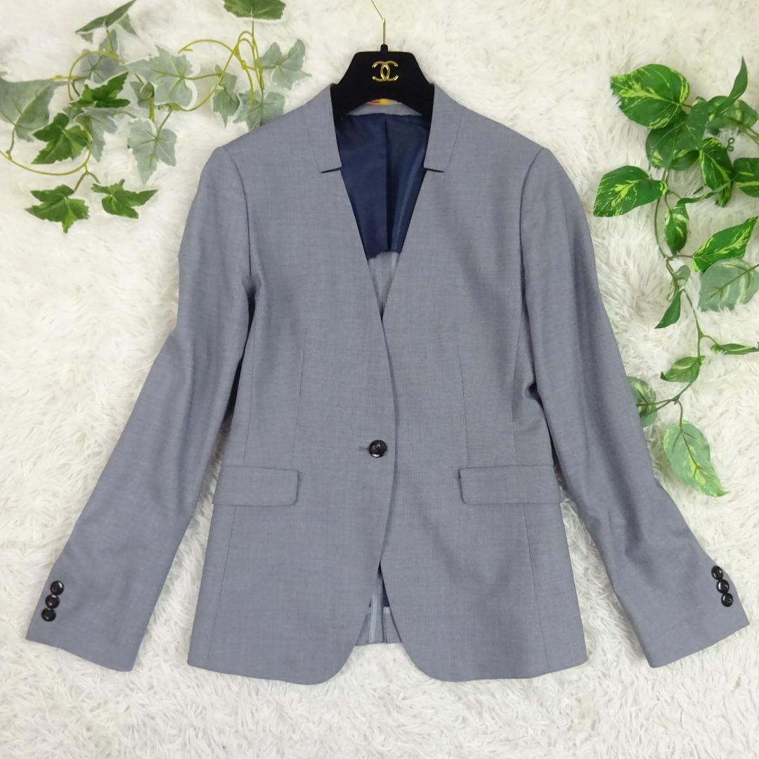 美品　オリヒカ　ノーカラーパンツスーツ　セットアップ　ウォッシャブル　ストレッチ