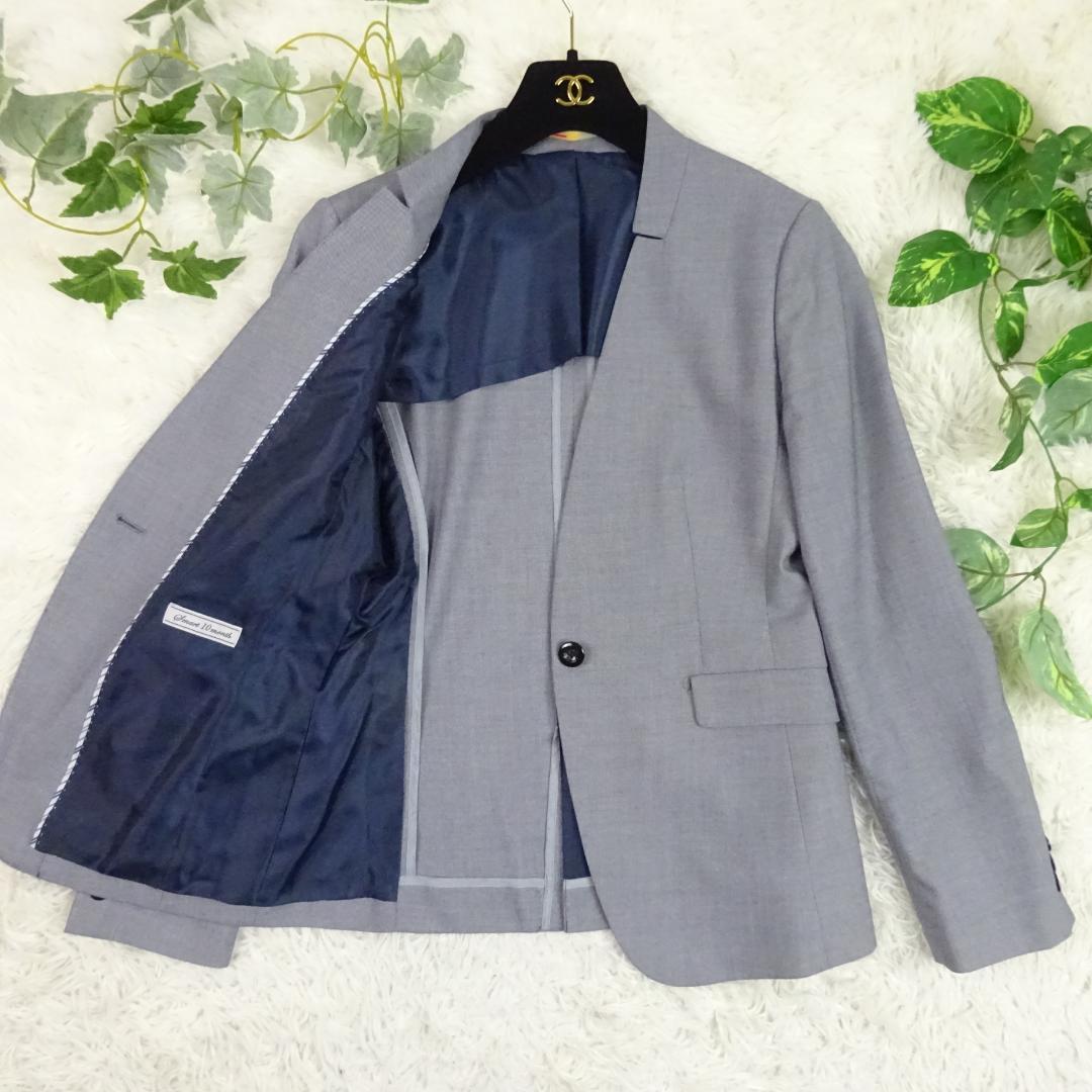 美品　オリヒカ　ノーカラーパンツスーツ　セットアップ　ウォッシャブル　ストレッチ