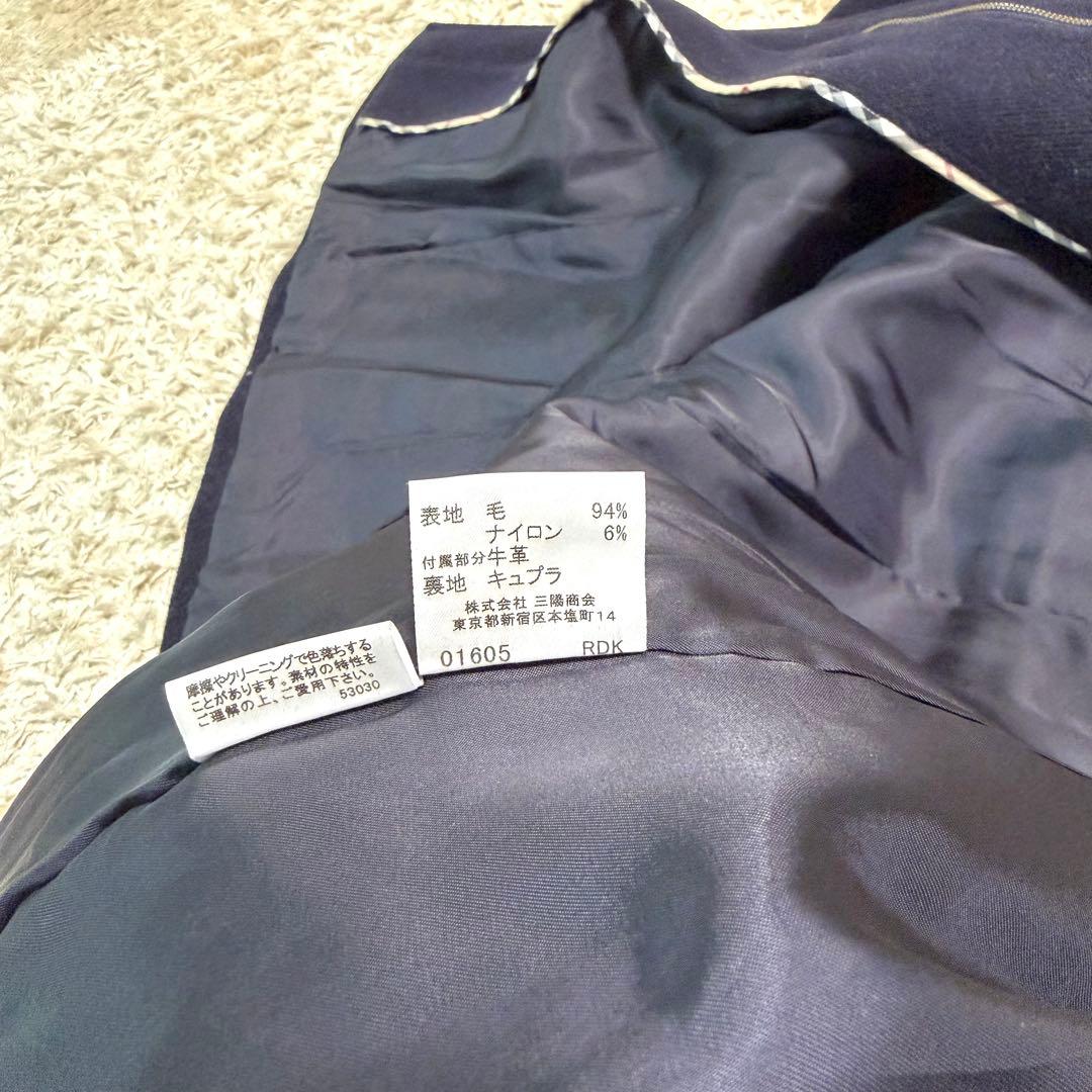 バーバリーロンドン　ダッフルコート ノバチェック　フード付　ネイビー Mサイズ