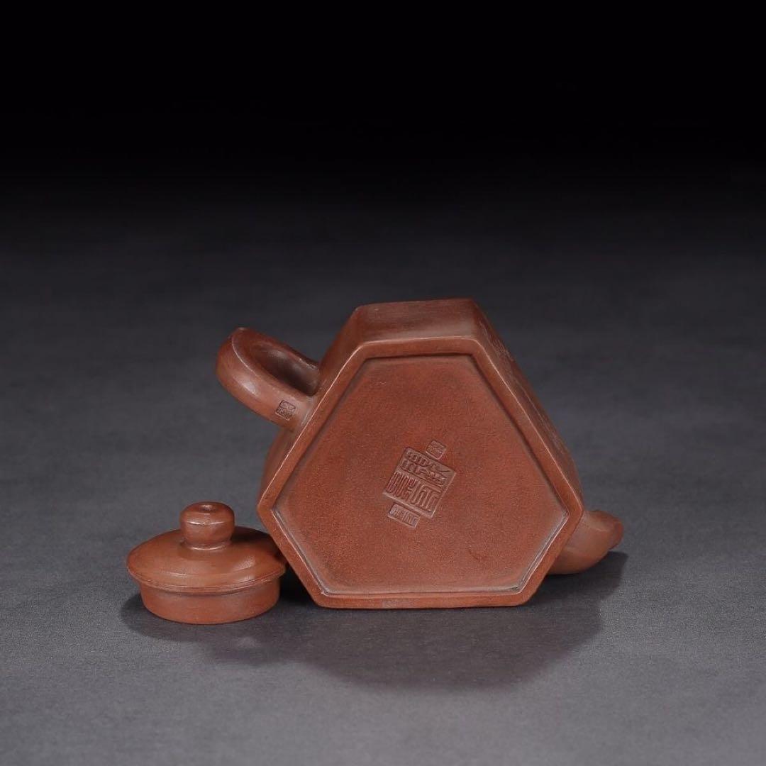 急須 茶の湯 宜興紫砂壺 六方壺 原鉱底槽清 純手工 約240cc 中国茶器