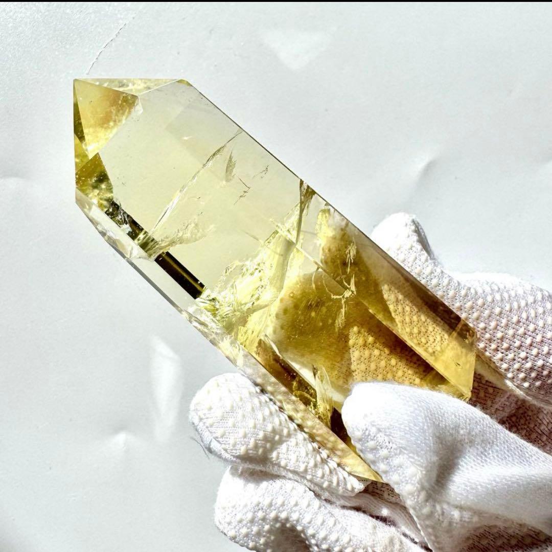 高品質 高透明 シトリン 黄水晶 六角柱