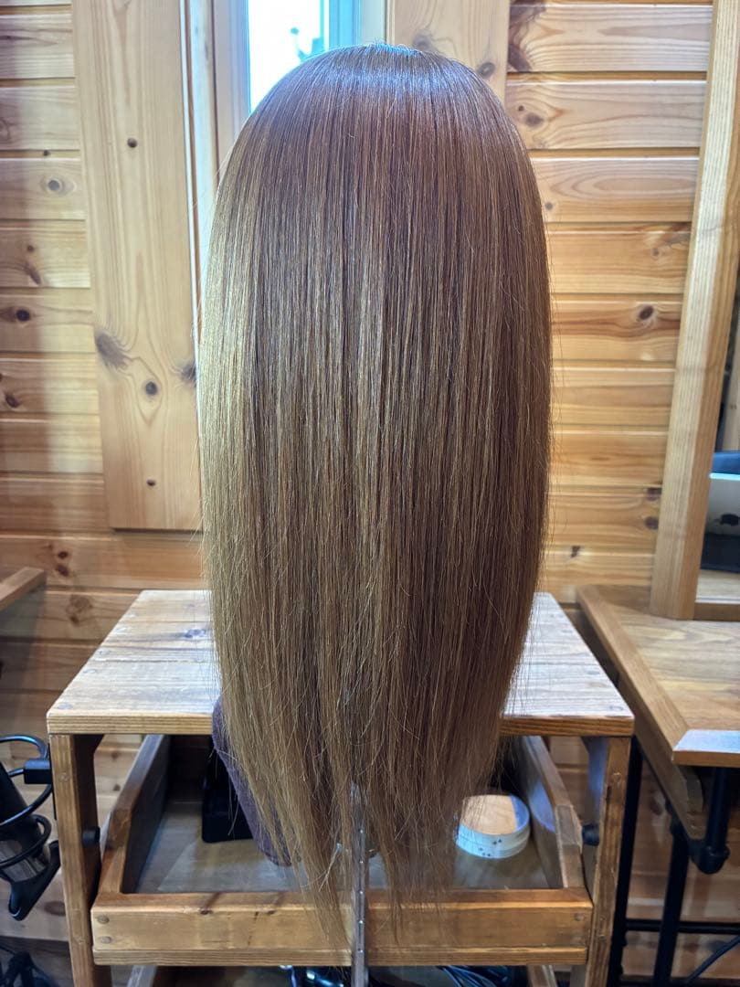 ブラウン ストレート セット練習用ロングウィッグ